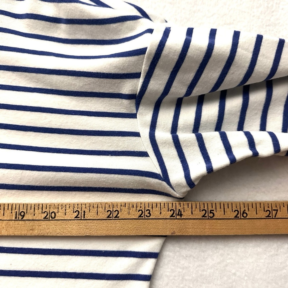 J. McLaughlin Womens Medium M Blue Striped 3/4 Sleeve Nautical Fisherman - Picture 6 of 7